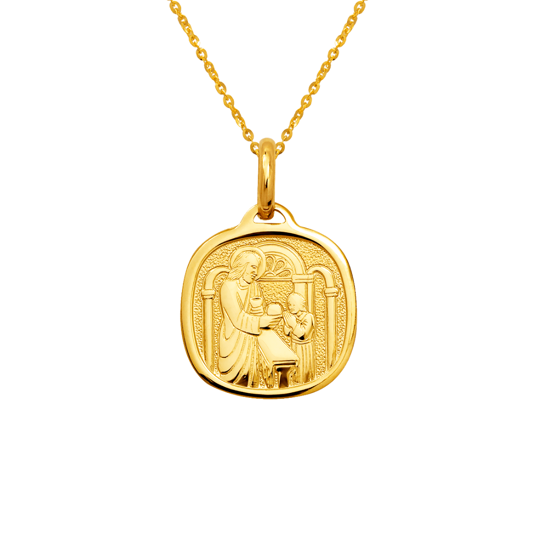 14K Yellow Gold High Polished Baptism Religious Pendant