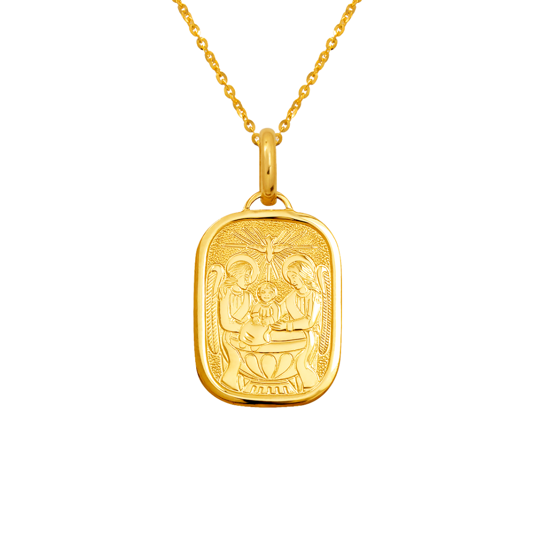 14K Yellow Gold High Polished Baptism Religious Pendant