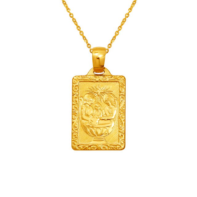 14K Yellow Gold High Polished Baptism Religious Pendant