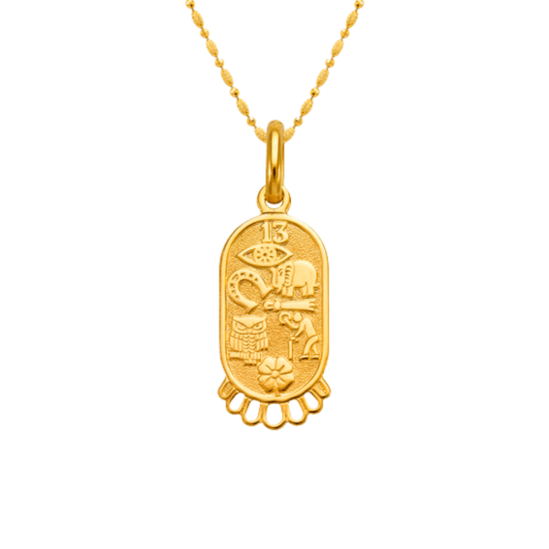 14K Yellow Gold High Polished Goodluck Religious Pendant