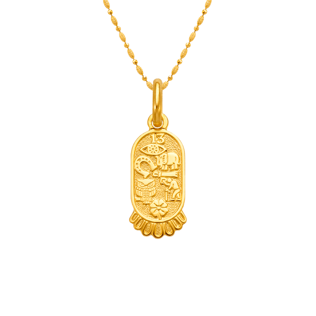 14K Yellow Gold High Polished Goodluck Religious Pendant