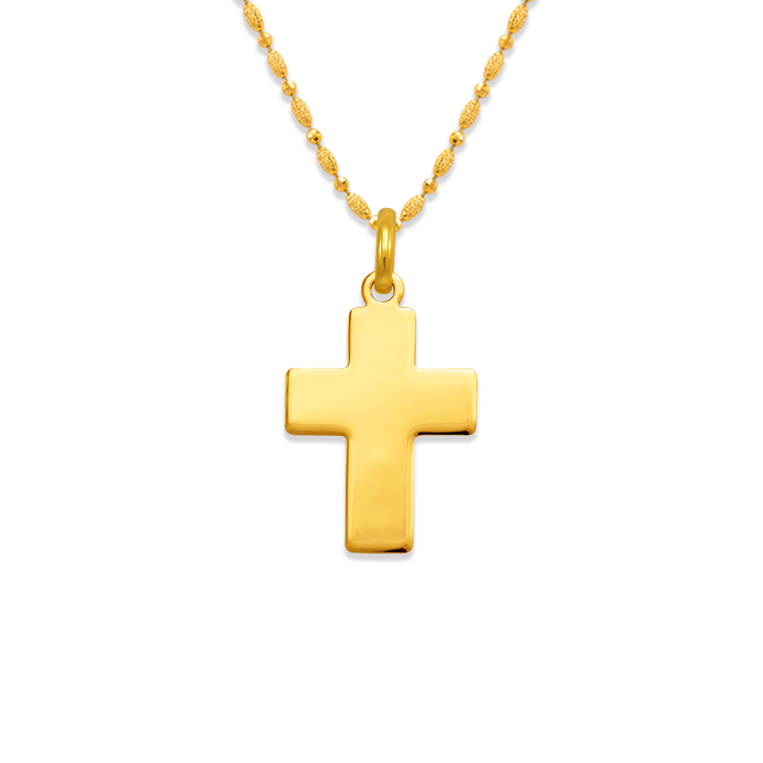 14K Gold High Polished Cross Religious Pendant