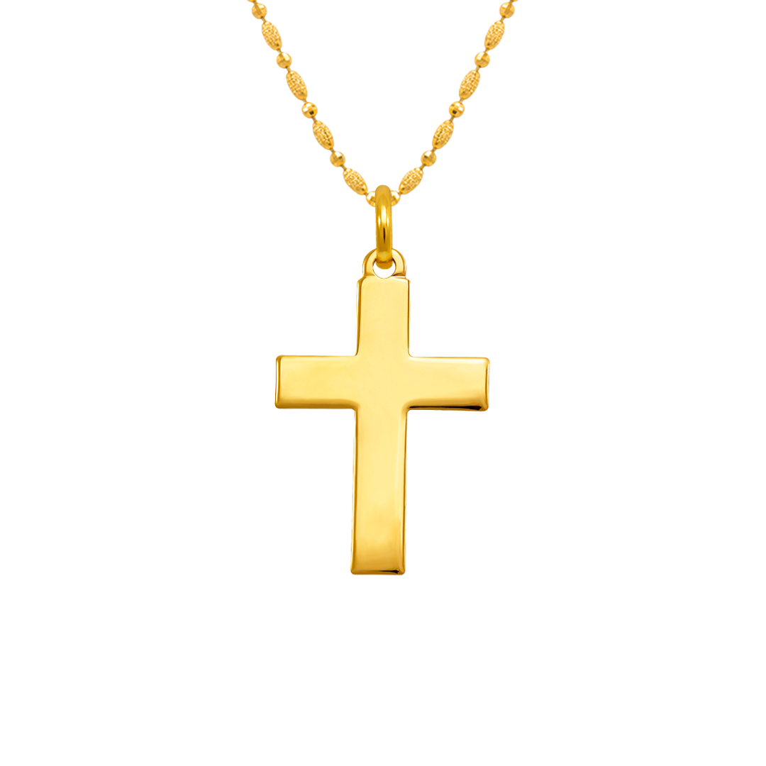 14K Gold High Polished Cross Religious Pendant