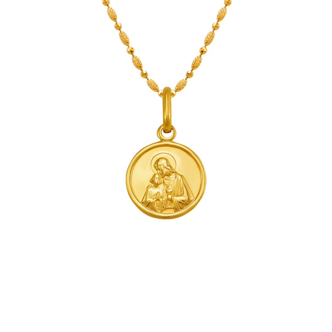 14K Yellow Gold High Polished Baptism Religious Pendant
