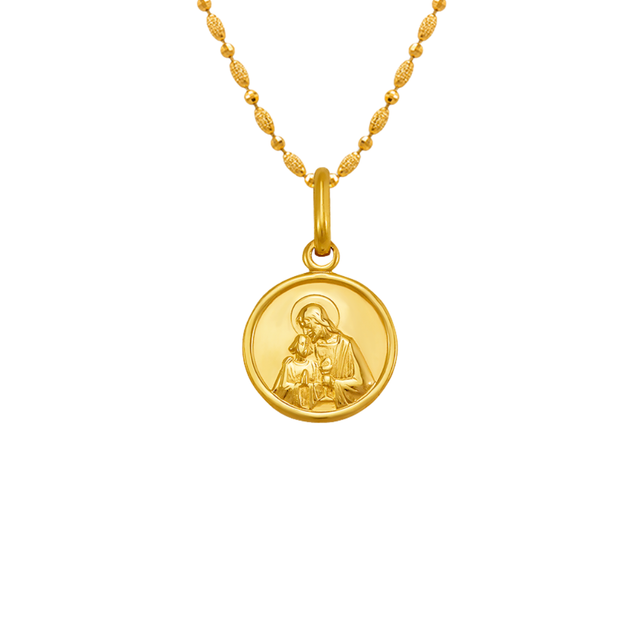 14K yellow gold high polished baptism religious pendant | Italian made | ItalianFashions