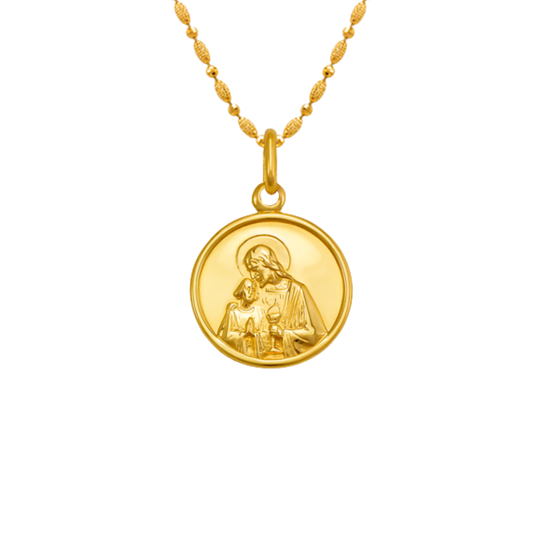 14K Yellow Gold High Polished Baptism Religious Pendant