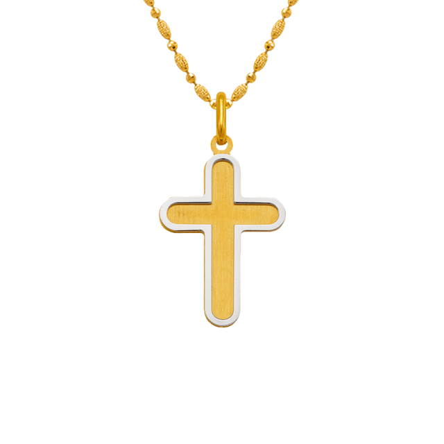 14K two-tone gold high polished satin cross crucifix religious pendant | Italian made | ItalianFashions