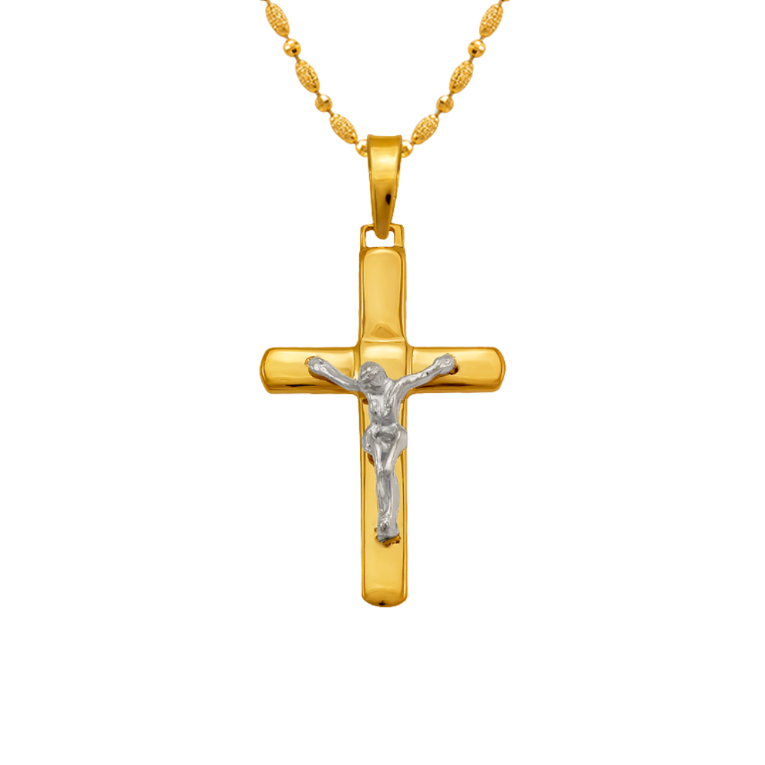 14K Yellow Gold High Polished Cross Religious, crucifix Pendant