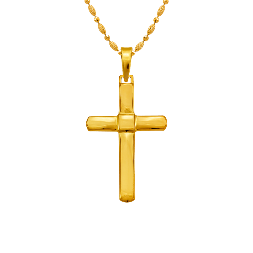 14K Yellow Gold High Polished Cross Religious, crucifix Pendant