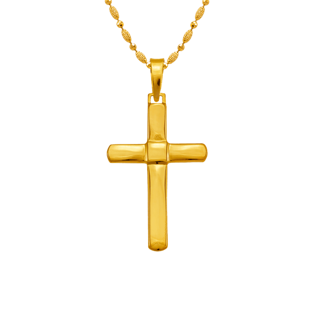 14K yellow gold high polished cross crucifix religious pendant | Italian made | ItalianFashions