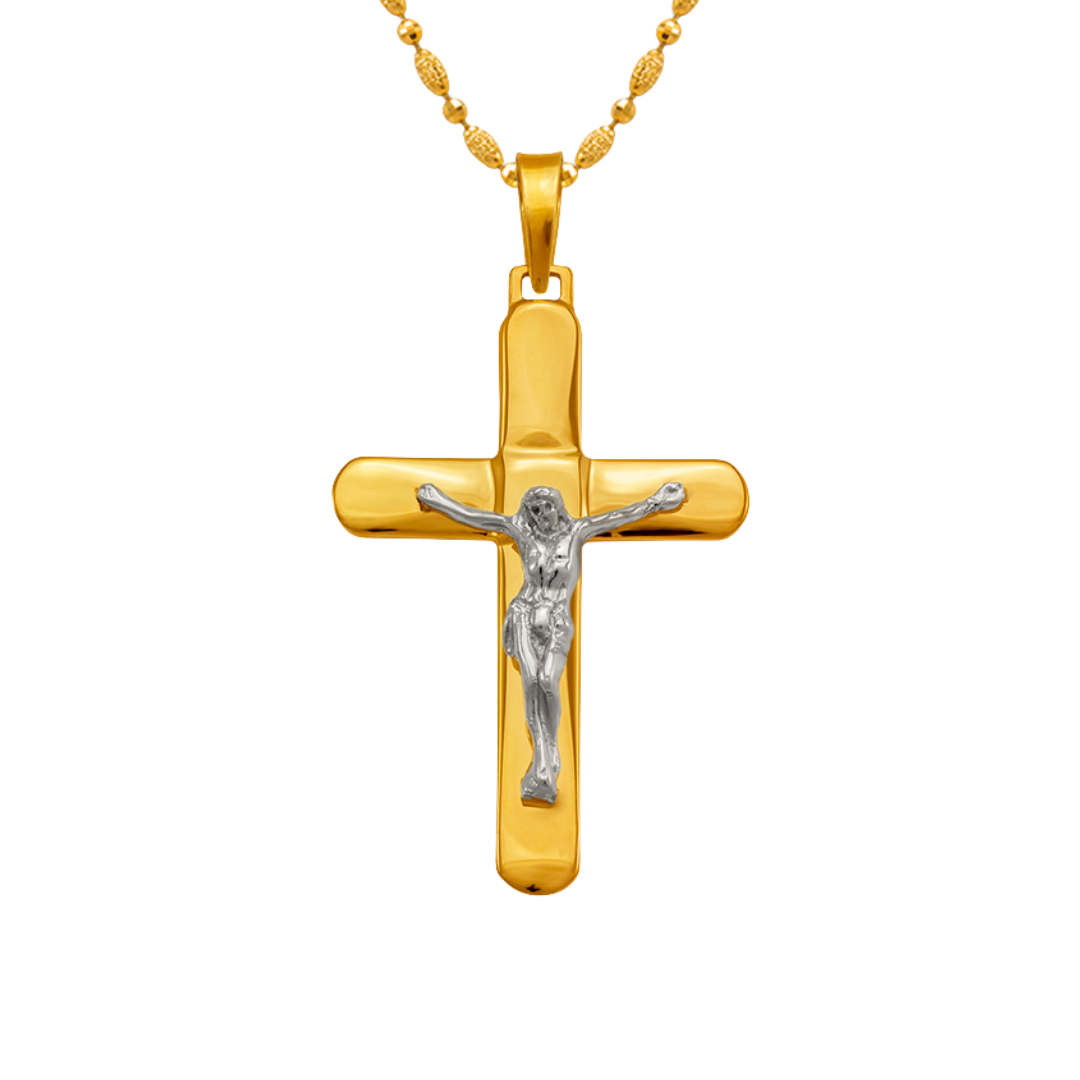 14K Yellow Gold High Polished Cross Religious, crucifix Pendant