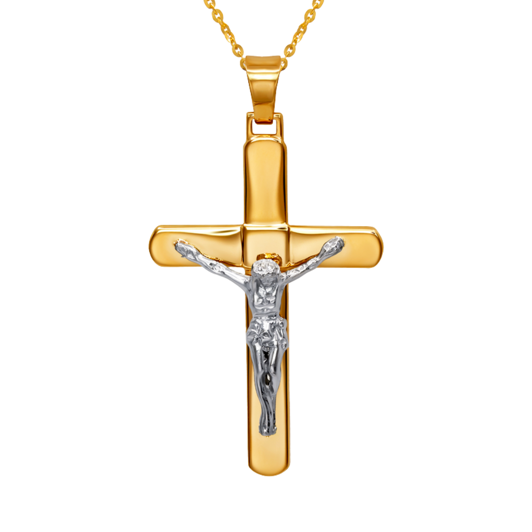 14K Yellow Gold High Polished Cross Religious, crucifix Pendant
