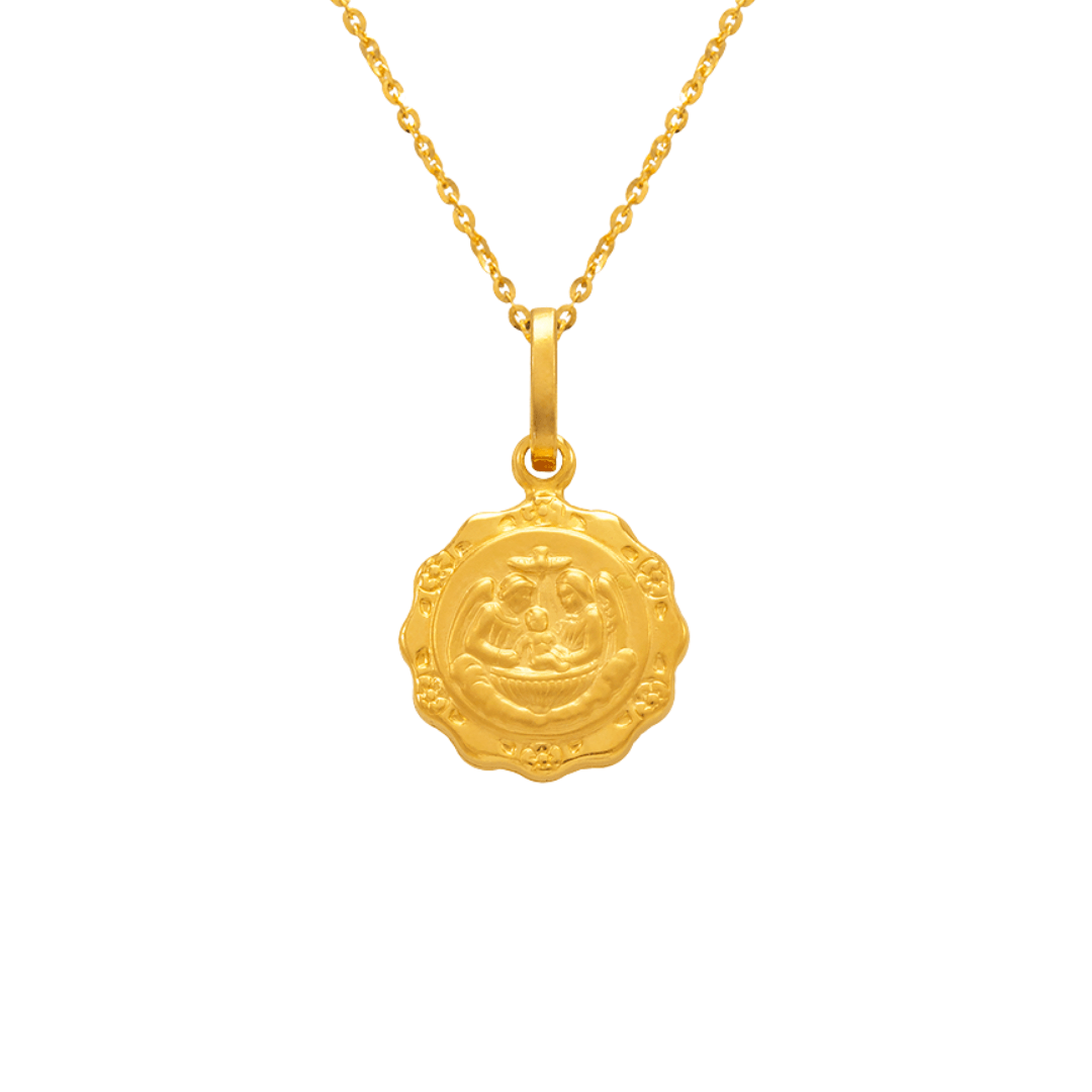 14K Yellow Gold Hollow Baptism Charm Religious Pendant