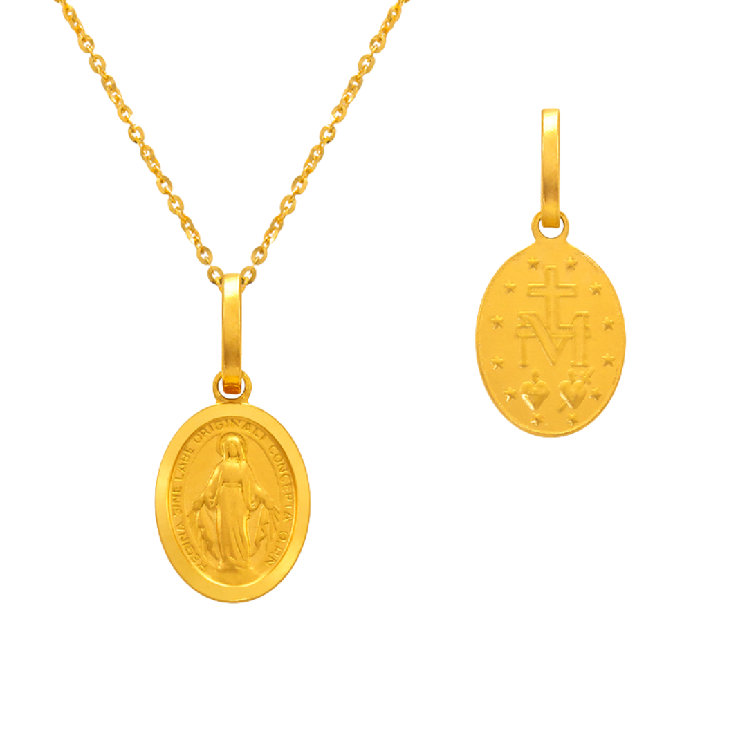 14K Yellow Gold Hollow Baptism Charm Religious Pendant