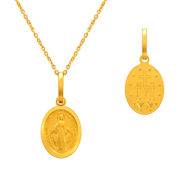 14K Yellow Gold Hollow Baptism Charm Religious Pendant
