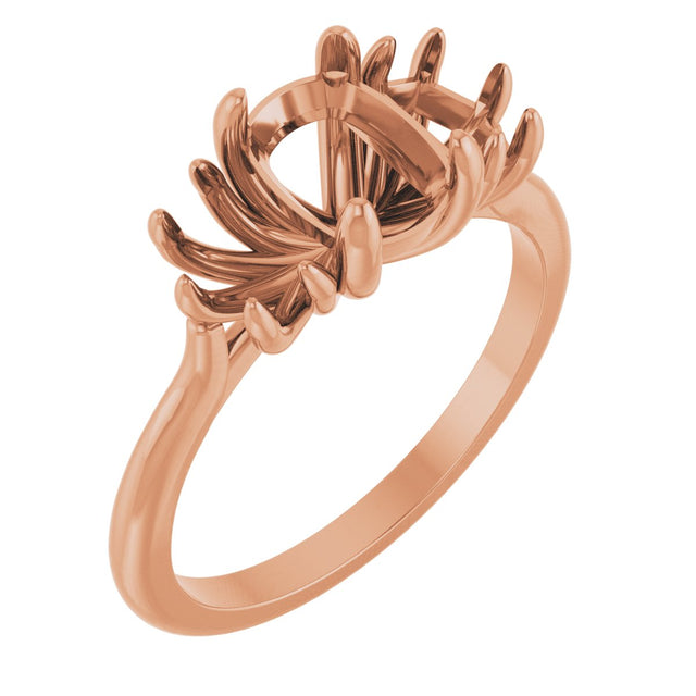 14K Gold Elongated Cushion Claw-Prong Three-Stone Natural Diamond Engagement Ring - Rose Gold