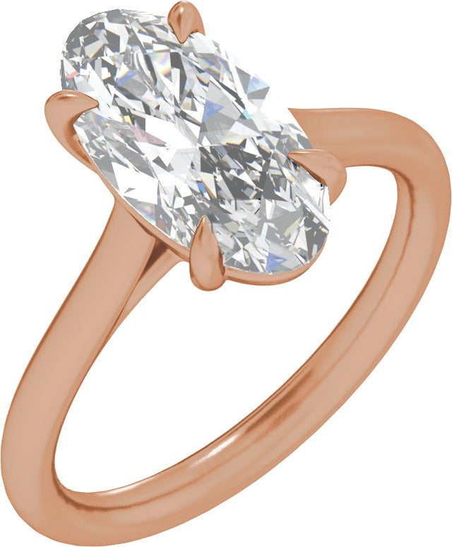 14K Gold Elongated Oval Claw-Prong Solitaire Lab-Grown Diamond Engagement Ring – 1–3 CTW - Rose Gold