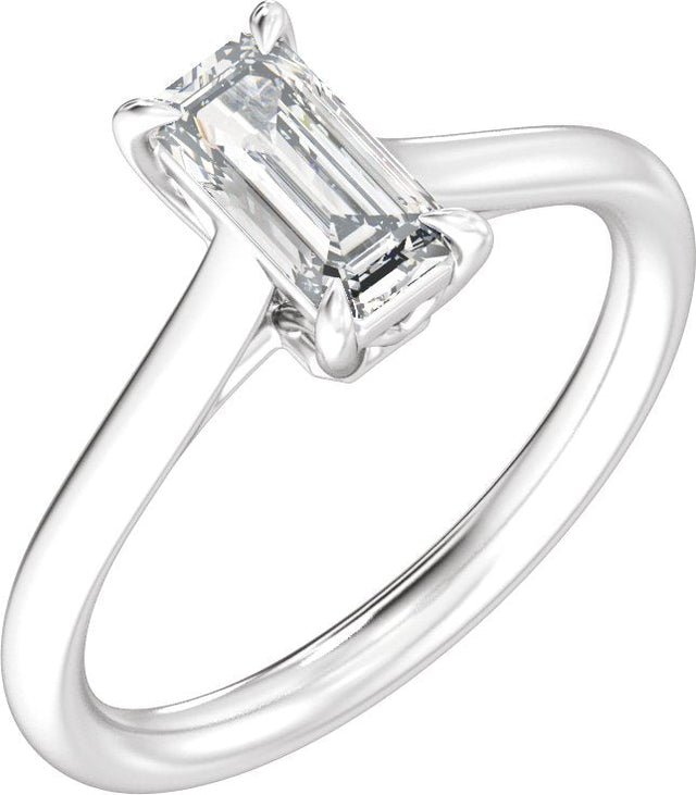 Platinum Emerald Claw-Prong Solitaire Lab-Grown Diamond Engagement Ring – 1–3 CTW