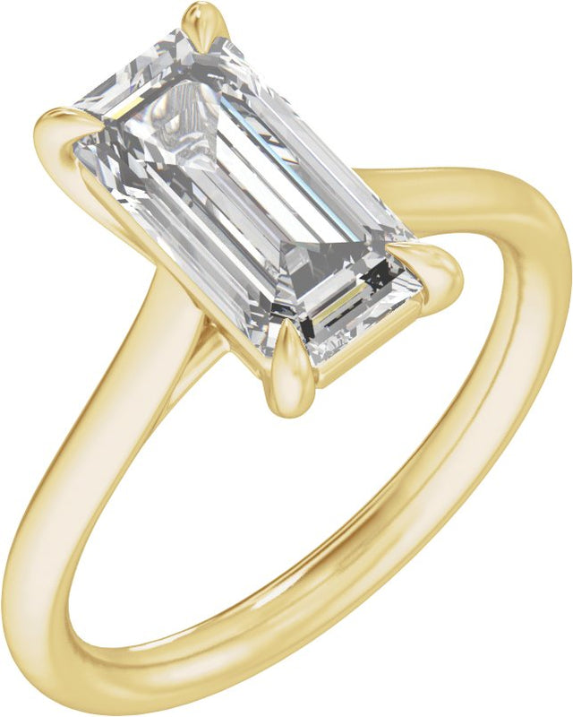 14K Gold Emerald Claw-Prong Solitaire Lab-Grown Diamond Engagement Ring – 1–3 CTW - Yellow Gold