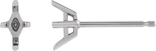 Platinum Lab-Grown Ruby Lozenge 4-Prong Stud Earrings