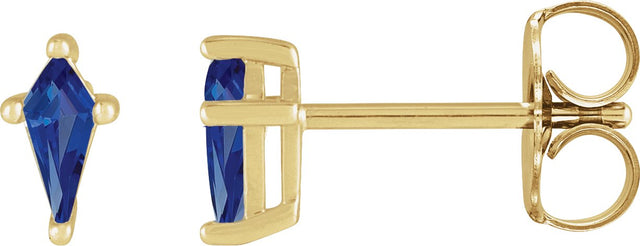 14K Gold Lab-Grown Blue Sapphire Kite 4-Prong Stud Earrings - Yellow Gold