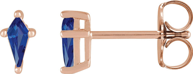 14K Gold Lab-Grown Blue Sapphire Kite 4-Prong Stud Earrings - Rose Gold