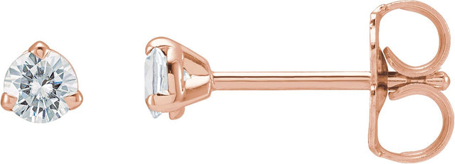14K Gold Lab-Grown Moissanite Round 3-Prong Claw Cocktail-Style Stud Earrings - Rose Gold
