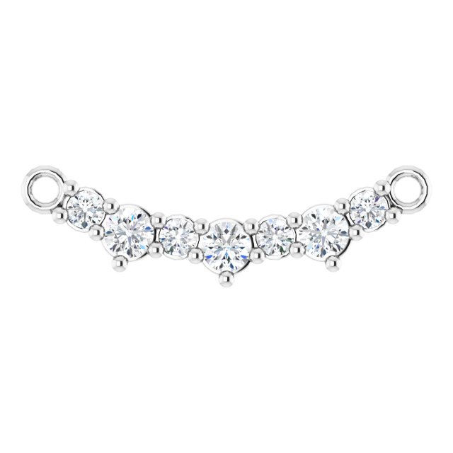 14K Gold Round Natural Diamond Accented Bar Necklace – 2mm Stones - White Gold
