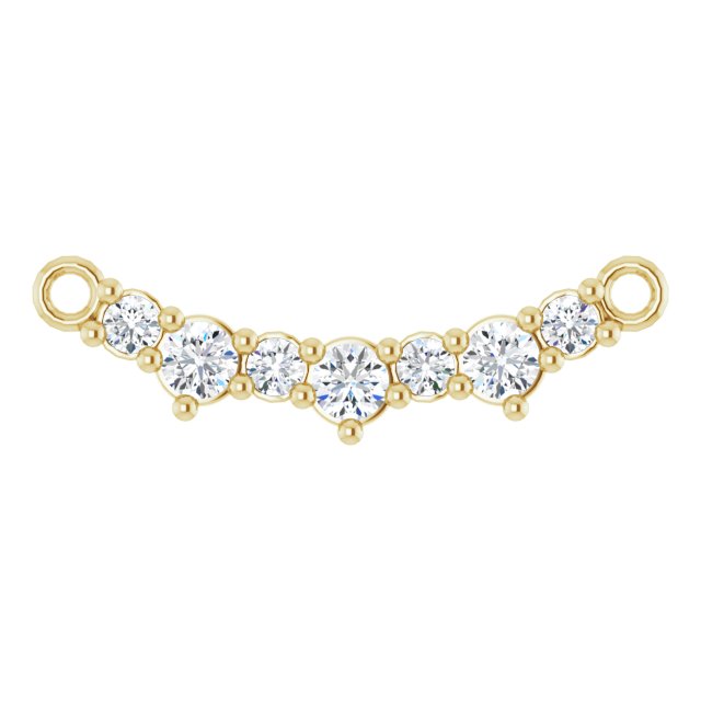 14K Gold Round Natural Diamond Accented Bar Necklace – 2mm Stones - Yellow Gold