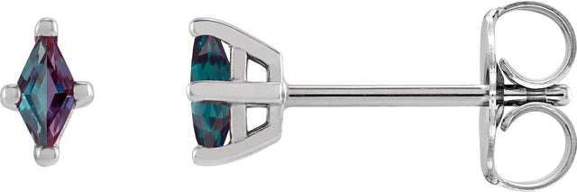 Platinum Lab-Grown Alexandrite Lozenge 4-Prong Stud Earrings