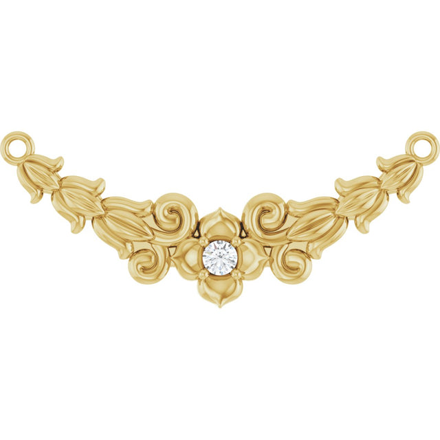 14K Gold Round Natural Diamond Floral Necklace - Yellow Gold