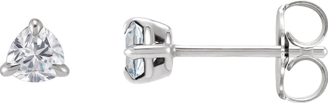 Platinum Lab-Grown Moissanite Trillion 3-Prong Claw Earrings