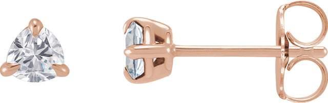 14K Gold Lab-Grown Moissanite Trillion 3-Prong Claw Earrings - Rose Gold