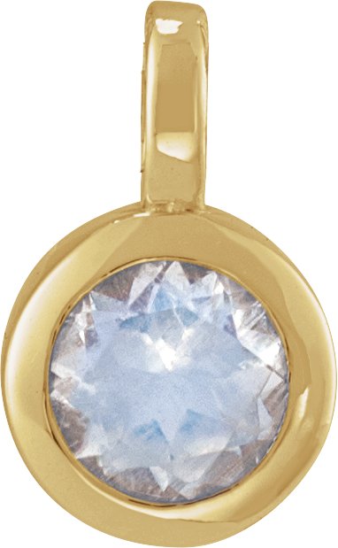 14K Gold Round Natural Blue Moonstone Solitaire Necklace or Pendant II - Yellow Gold