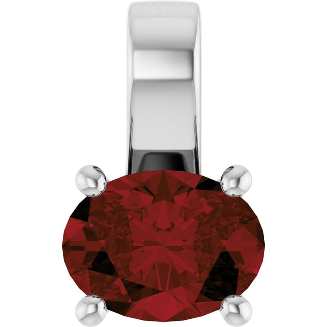 Platinum Oval Natural Mozambique Garnet Solitaire Pendant