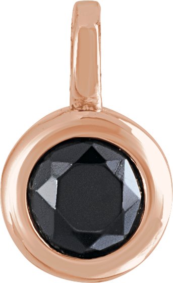 14K Gold Round Natural Black Onyx Solitaire Necklace or Pendant II - Rose Gold