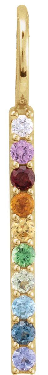 14K Gold Round Natural Diamond Rainbow Bar Necklace or Pendant - Yellow Gold