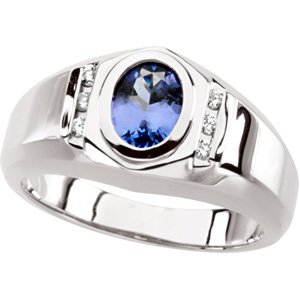 14K Gold Oval Natural Tanzanite & Natural Diamond Accented Ring – 8x6mm