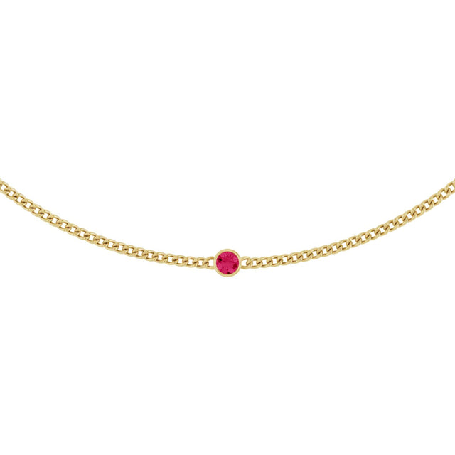 14K Gold Round Natural Pink Spinel Solitaire Necklace - Yellow Gold