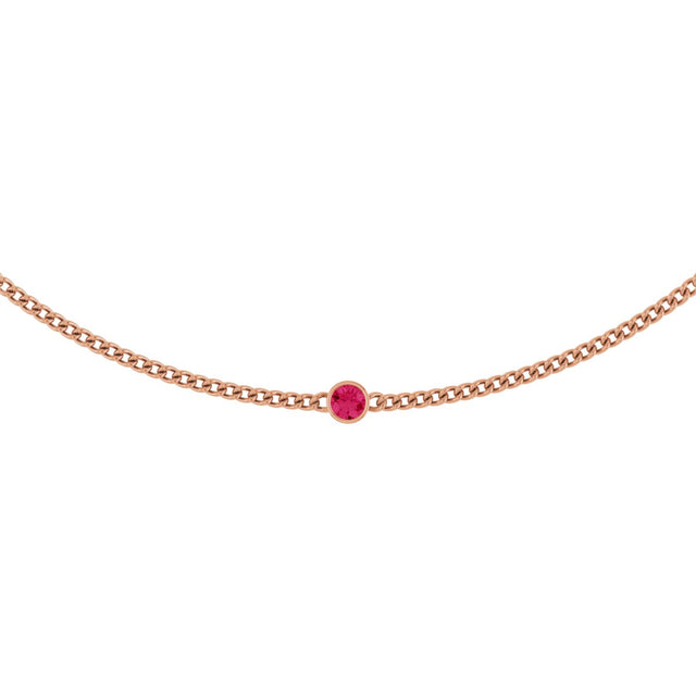 14K Gold Round Natural Pink Spinel Solitaire Necklace - Rose Gold