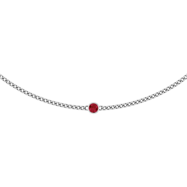 14K Gold Round Lab-Grown Ruby Solitaire Necklace III - White Gold