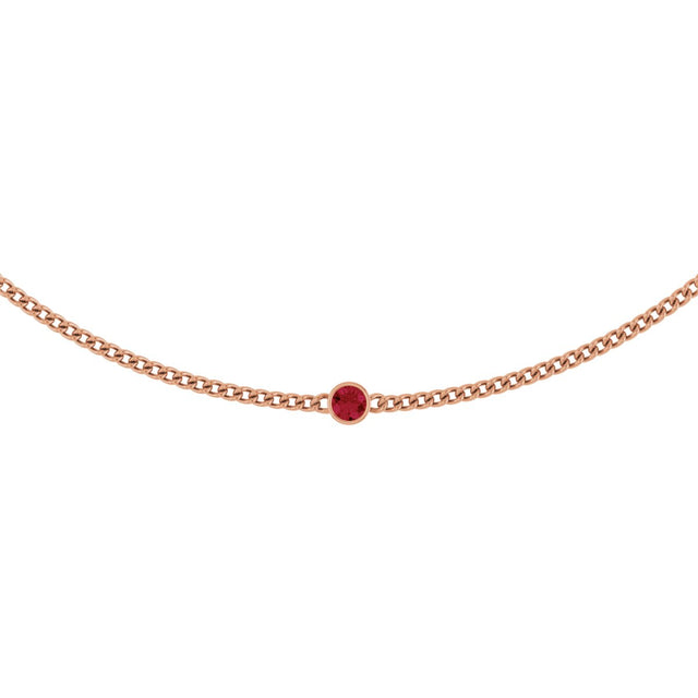 14K Gold Round Lab-Grown Ruby Solitaire Necklace III - Rose Gold