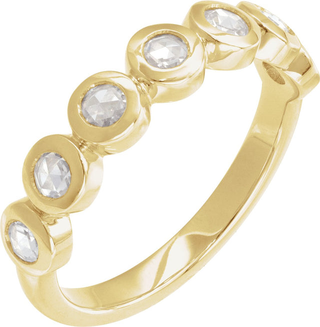 14K Gold Round Lab-Grown Moissanite Cabochon Ring - Yellow Gold