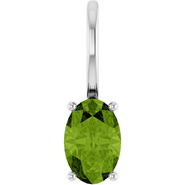 Platinum Oval Natural Peridot Solitaire Pendant – 6x4mm