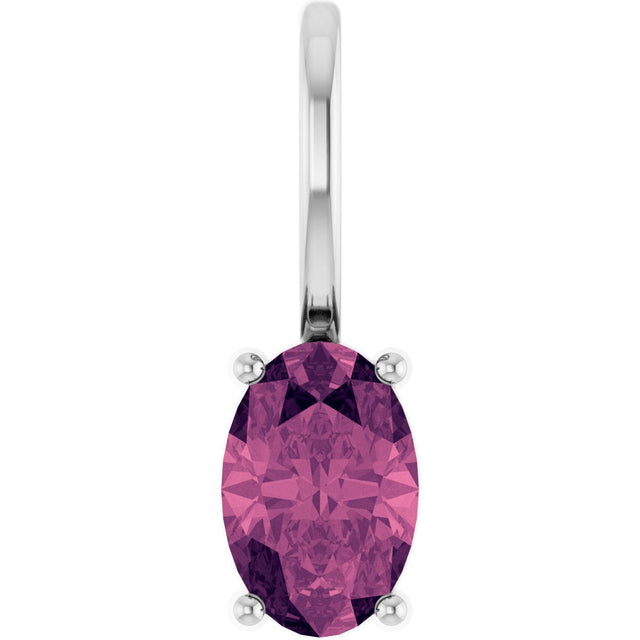 Platinum Oval Natural Pink Tourmaline Solitaire Pendant – 6x4mm