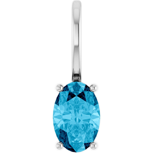 Platinum Oval Natural Aquamarine Solitaire Pendant – 6x4mm