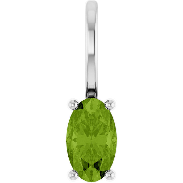 Platinum Oval Natural Peridot Solitaire Pendant – 5x3mm