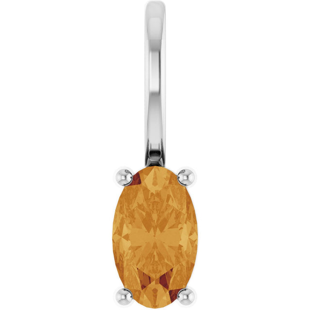 Platinum Oval Natural Citrine Solitaire Pendant – 5x3mm
