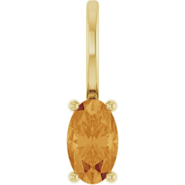 14K Gold Oval Natural Citrine Solitaire Pendant – 5x3mm - Yellow Gold
