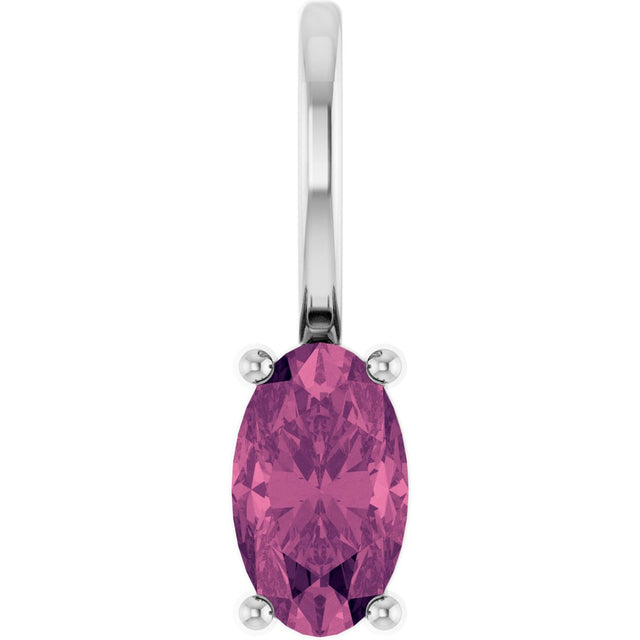 Platinum Oval Natural Pink Tourmaline Solitaire Pendant